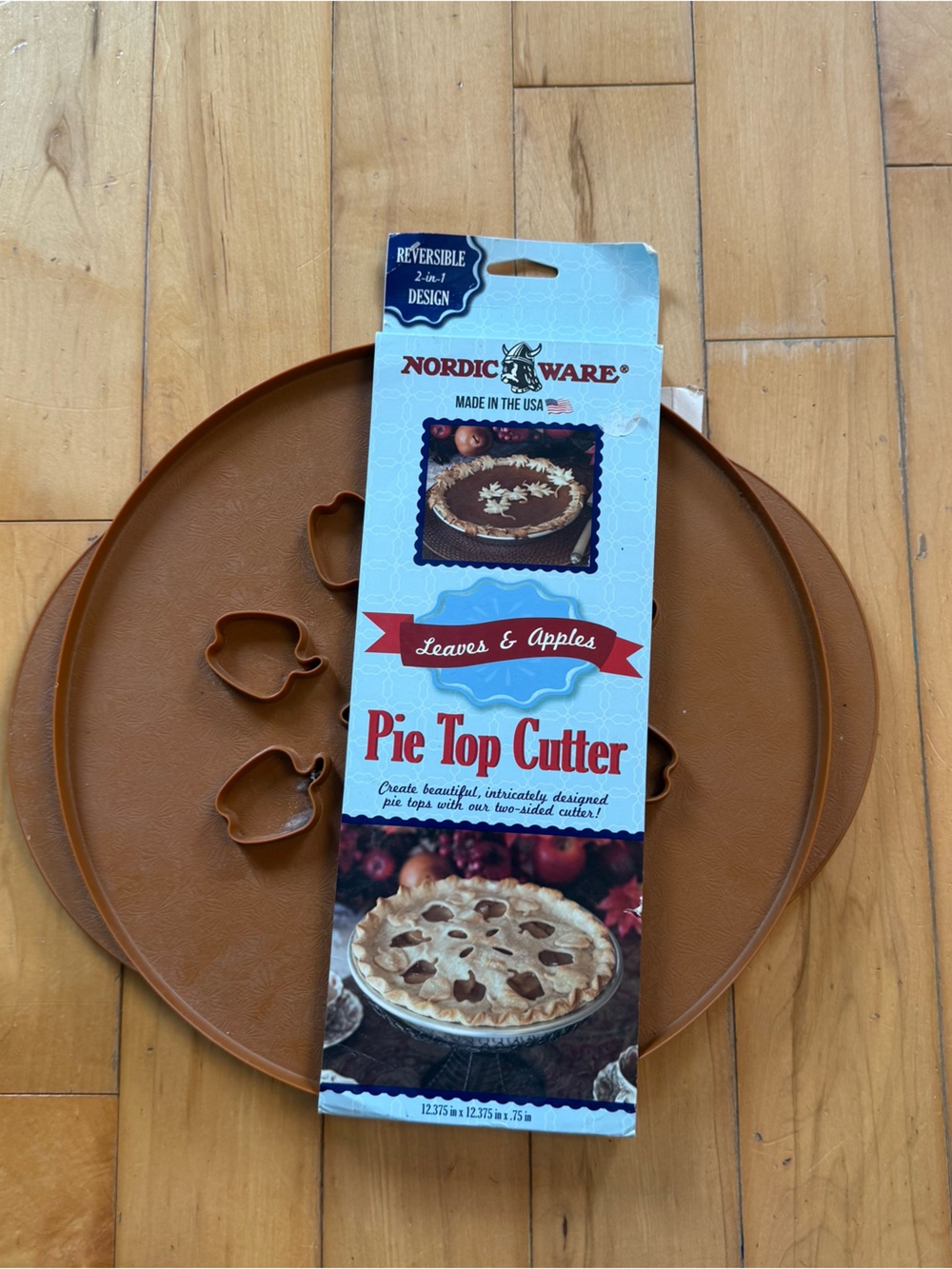 Nordic Ware Brown Pie Top Cutter Set with Leaf & Apple Shapes